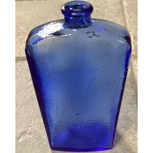 Vintage Cobalt Blue Glass Decanter Bottle 8 1/2" Pebbled Textured